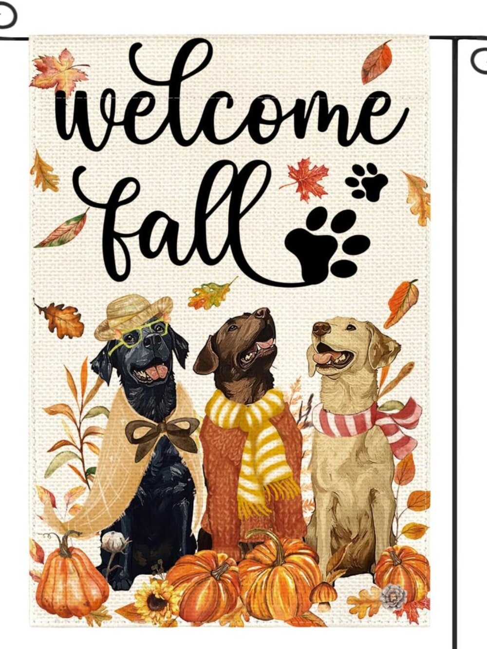 Welcome Fall Dog Garden Flag 12x18 Inch Outside